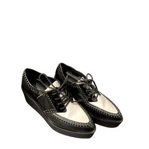 Black & White Lace-Up Oxford Shoes | Chunky Sole Y2K | Women Size 8.5